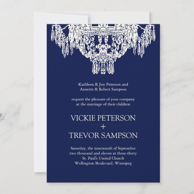 Einladungen zu Hochzeiten in Cream und Midnight Ch (Vorderseite)