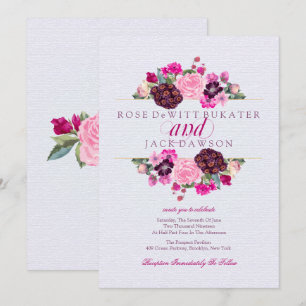 Einladungen zu Hochzeiten in Fuchsia und Plum Flor