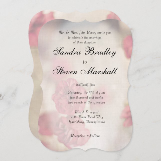 Einladungen zu Hochzeiten in Rosa (Vorne/Hinten)