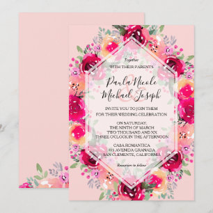 Einladungen zu Hochzeiten in Rosa Creme