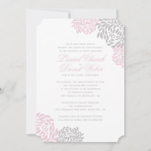 Einladungen zu Hochzeiten in Rosa und Grauflora