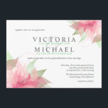 Einladungen zu Hochzeiten in Rosa und Weiß<br><div class="desc">Abstrakte rosa Blume auf weißem Hintergrund mit kluger Blätter und skurrilen Wirbel grenzen an dieses wunderschöne Set der Hochzeitseinladung. Ideal für Hochzeiten im Freien und im romantischen Garten zu jeder Jahreszeit - verändern Sie einfach die Hintergrundfarbe für Frühling, Sommer, Herbst, Herbst und Winter. Elegante, halbformale Vintage Typografie wird die Braut...</div>