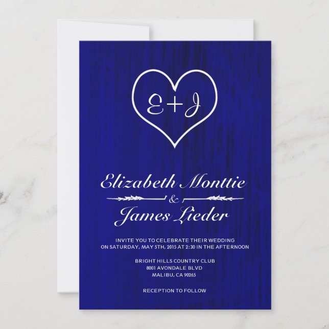 Einladungen zu Hochzeiten in Royal Blue Country (Vorderseite)