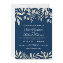 Einladungen zu Hochzeiten in Silver und Navy Blue