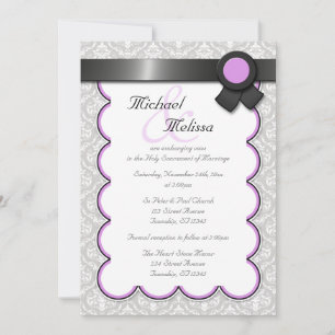 Einladungen zu Hochzeiten lila und grau