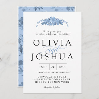 Einladungen zu Hochzeiten mit Blauer Flora