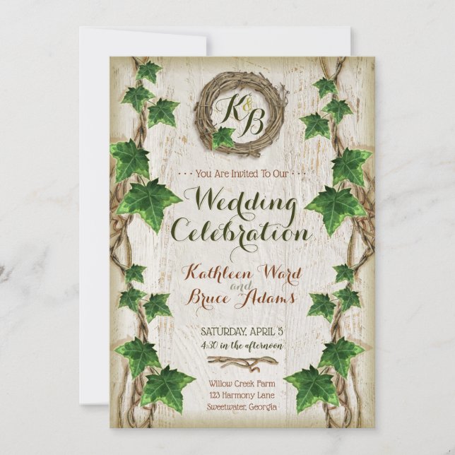 Einladungen zu Hochzeiten von Ivy und Willow - Kra (Vorderseite)