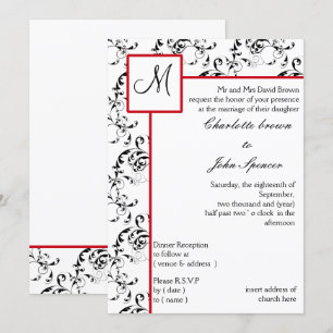 Einladungen zu Hochzeiten von Red Black Damask