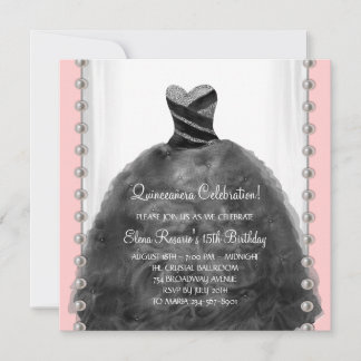 Einladungen zu Korallenrosa und Schwarzquinceanera