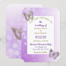 Einladungen zu lila Butterfly-Hochzeiten