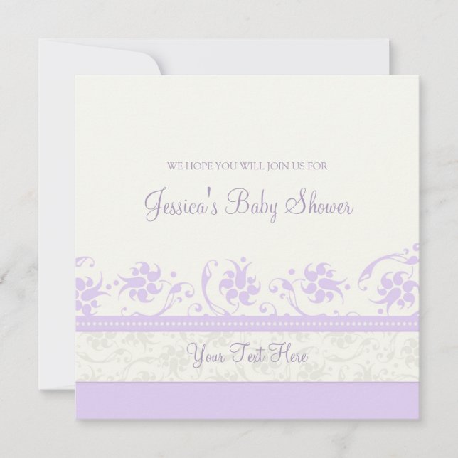 Einladungen zu Lilac White Floral Custom Baby Dusc (Vorderseite)