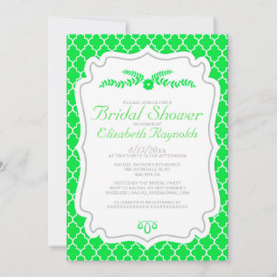 Einladungen zu Limette Green Quatrefoil Bridal