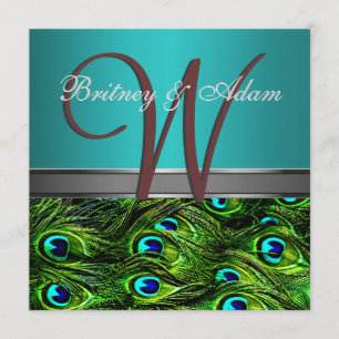 Einladungen zu Mongram Aquamarin- und Green Peacoc