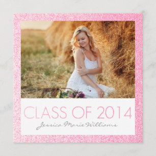 Einladungen zu Rosa Glitzer Graduation Party