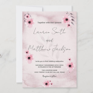 Einladungen zu Rosa Hochzeit
