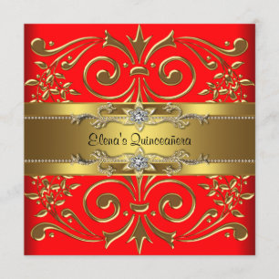 Einladungen zu Rot und Gold Quinceanera