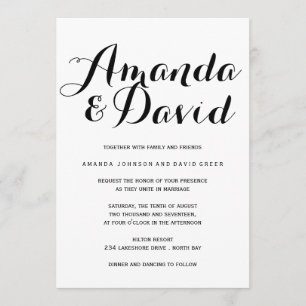 Einladungen zu Schwarzweiß-Script-Hochzeiten
