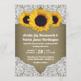 Einladungen zu Sonnenblumen Burlap und Lace Weddin