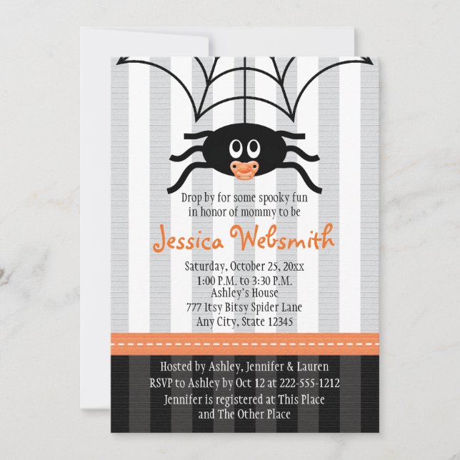 Einladungen zu Spider Halloween Baby Shower (Vorderseite)