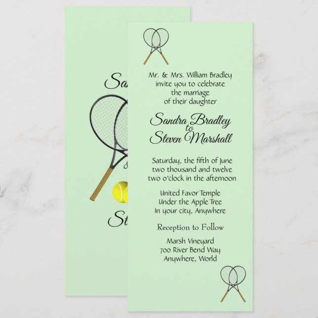 Einladungen zu Tennis Wedding Theme (Vorne/Hinten)