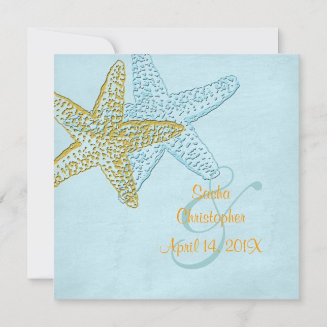 Einladungen zu Vintagen Hochzeiten am Strand (Vorderseite)