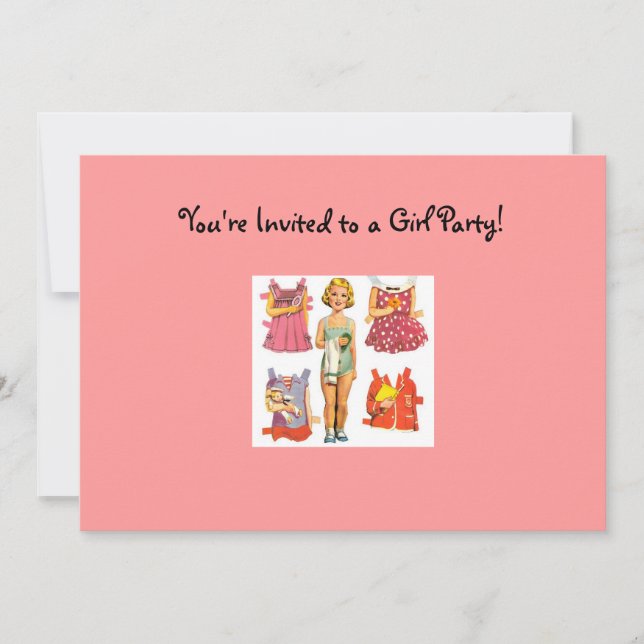 Einladungen zu Vintagen Papierpuppen (Vorderseite)