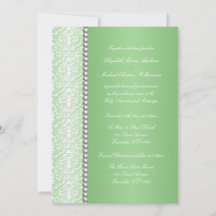 Einladungen zu White Damask & Bead Green Wedding