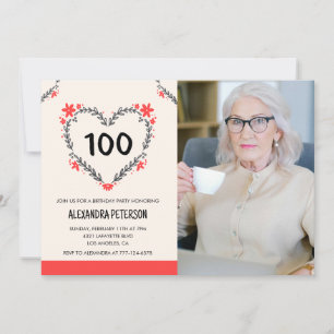 Einladungen zum 100. Geburtstag für ihr Floral Hea