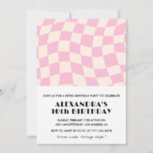 Einladungen zum 10. Geburtstag überprüft Retro Ros