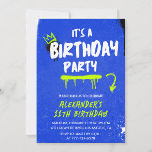 Einladungen zum 11. Geburtstag Junge Graffiti Spra