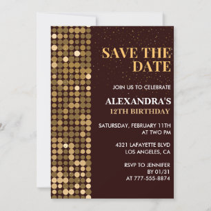 Einladungen zum 12. Geburtstag Save the Date Gold