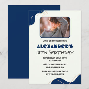 Einladungen zum 13. Geburtstag Junge Navy Einfach 
