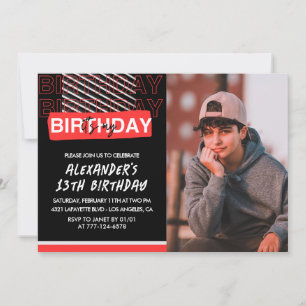 Einladungen zum 13. Geburtstag Junge Party Foto Ro