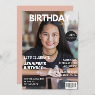 Einladungen zum 14. Geburtstag Girl Magazine Cover