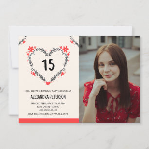 Einladungen zum 15. Geburtstag für sie Florales He