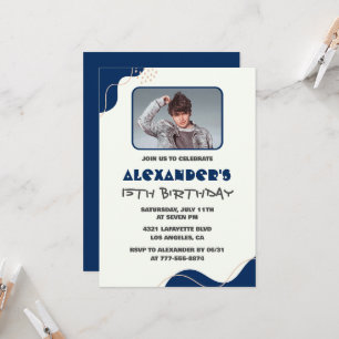 Einladungen zum 15. Geburtstag Männer Navy Einfach