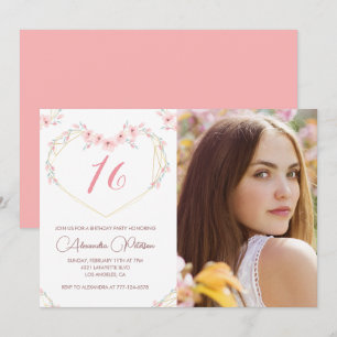 Einladungen zum 16. Geburtstag Boho Floral Foto