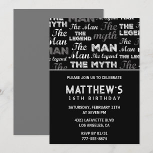 Einladungen zum 16. Geburtstag für ihn Männer Myth