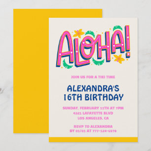 Einladungen zum 16. Geburtstag Tropical Aloha Hawa