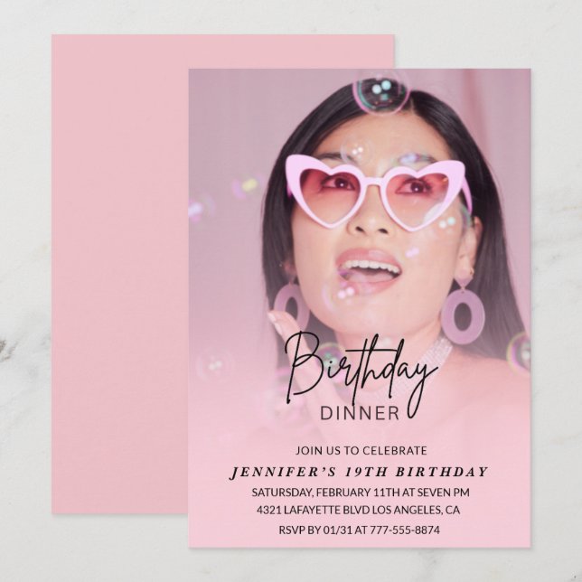 Einladungen zum 19. Geburtstag Geburtstagsfest Fot (Vorne/Hinten)