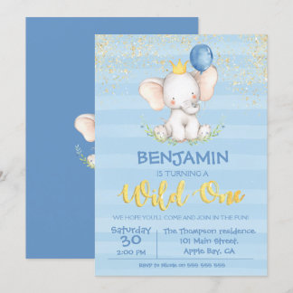 Einladungen zum 1. Geburtstag | Baby Elephant Boy