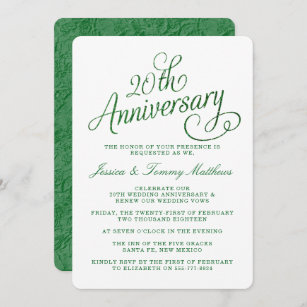 Einladungen zum 20. Emerald Wedding Jahrestag