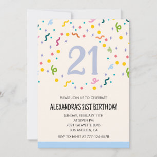 Einladungen zum 21. Geburtstag Konfetti
