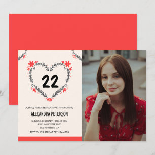 Einladungen zum 22. Geburtstag für sie Florales He
