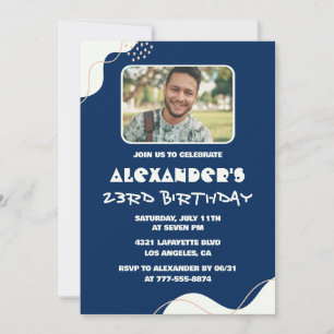 Einladungen zum 23. Geburtstag Männer Einfach navy