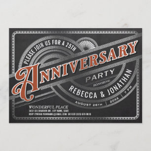 Einladungen zum 25. Hochzeitstag Retro-Folie