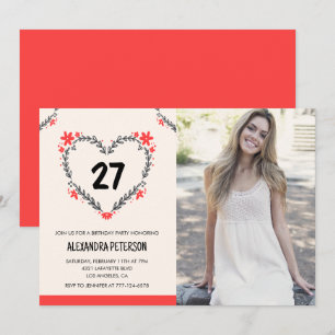 Einladungen zum 27. Geburtstag für sie Florales He