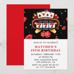 Einladungen zum 29. Geburtstag Casino Thema Poker