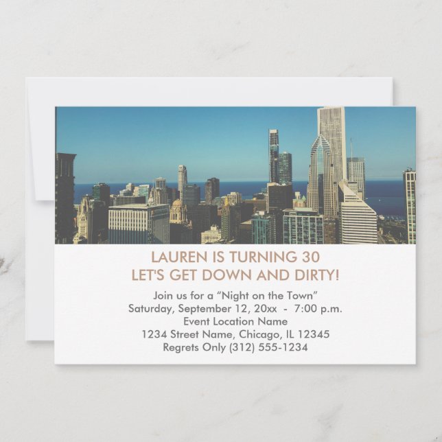 Einladungen zum 30. Geburtstag in Chicago (Vorderseite)