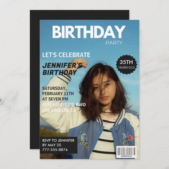 Einladungen zum 35. Geburtstag Zeitschrift Cover (Vorne/Hinten)